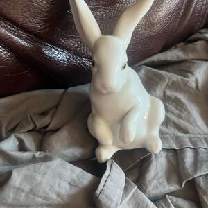 Lladro White Ceramic Rabbit Figurine